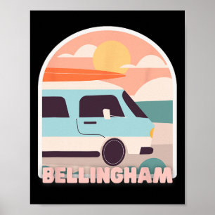 Bellingham Beach Retro Pastellfarben Sonne Und Sur Poster