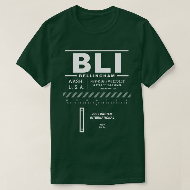 Bellingham International Airport BLI T - Shirt (Design vorne)