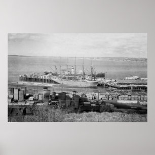 Bellingham, WA Dock-Ansicht der Bauholz-Schiffe Poster