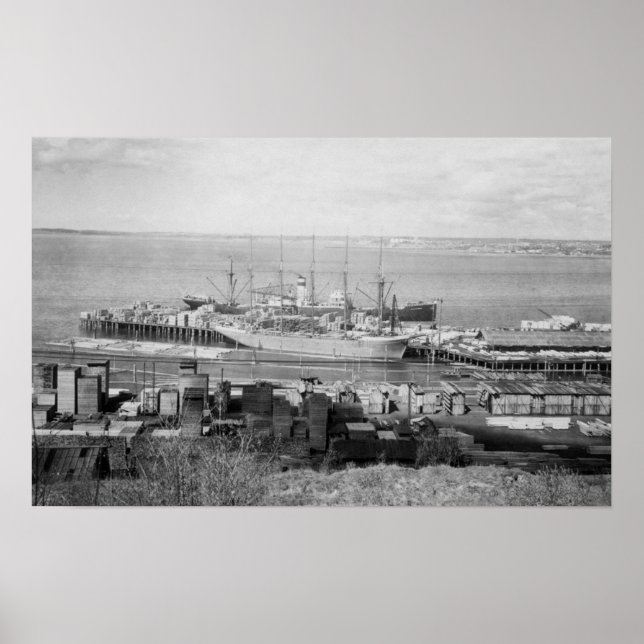 Bellingham, WA Docks View Lumberschiffe Poster (Vorne)