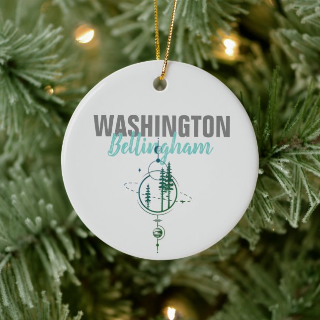 Bellingham Washington Geometric Trees Keramik Ornament (Baum)