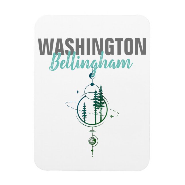 Bellingham Washington Geometric Trees Magnet (Vertikal)