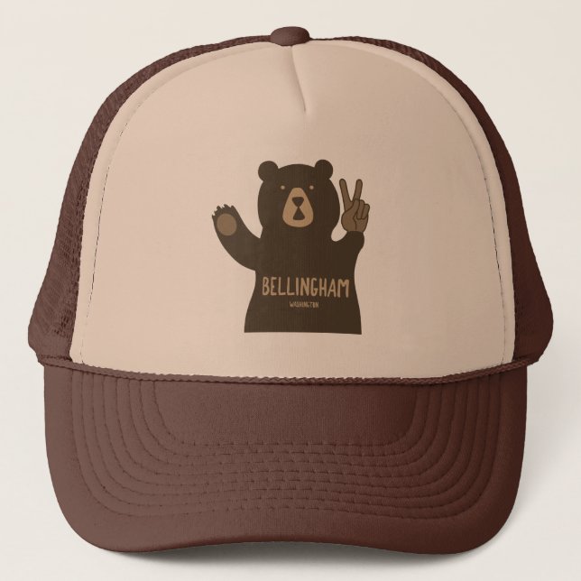 Bellingham Washington Peace Bear Truckerkappe (Vorderseite)
