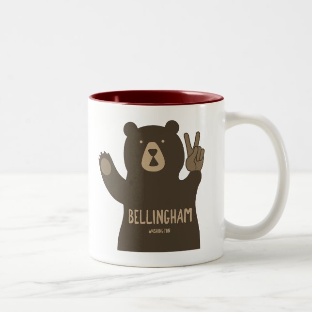 Bellingham Washington Peace Bear Zweifarbige Tasse (Rechts)