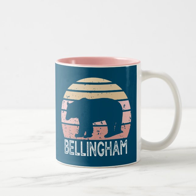 Bellingham Washington Retro Bear Zweifarbige Tasse (Rechts)
