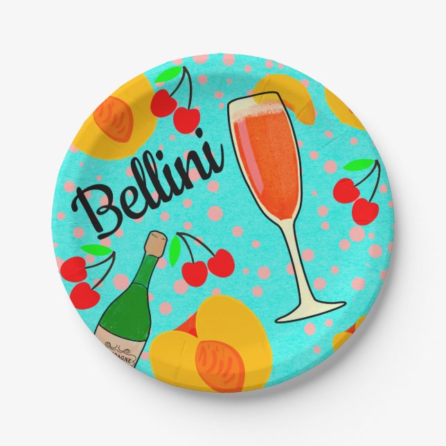 Bellini Cocktail Pappteller (Vorderseite)