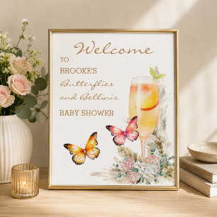 Bellini-Schmetterling-Baby-Shower-Willkommen Poster
