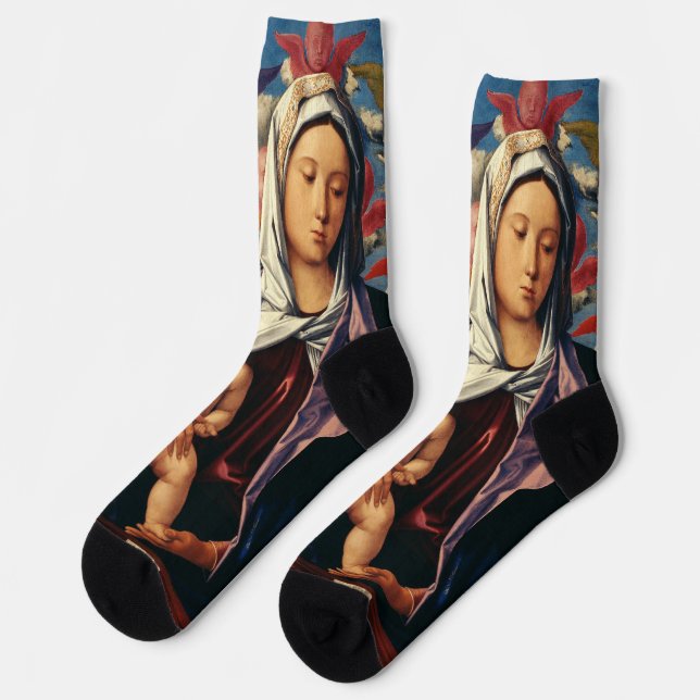 Bellinis Madonna mit Kind High-Fidelity Fine Art Socken (Linkes Detail)