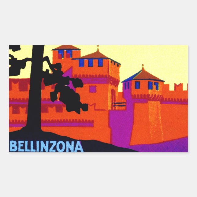 Bellinzona Schweiz 1925 Rechteckiger Aufkleber (Vorderseite)
