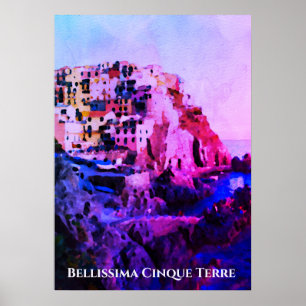 ** Bellissima + Italienische Sprache Cinque Terre Poster