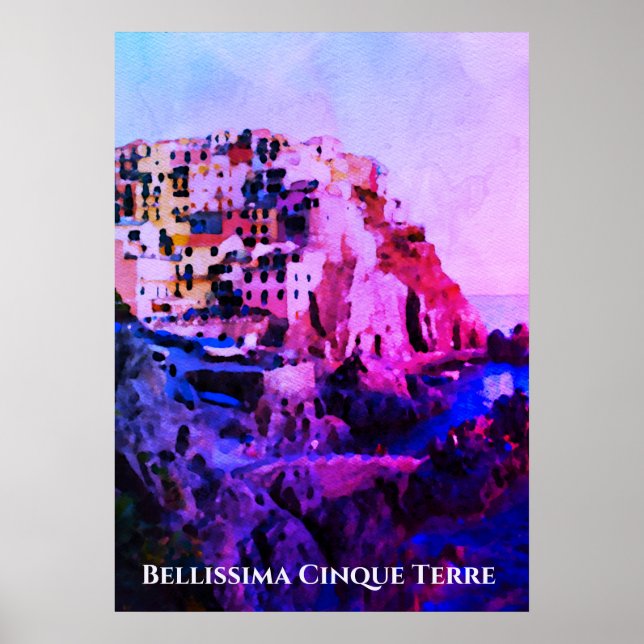 ** Bellissima + Italienische Sprache Cinque Terre Poster (Vorne)