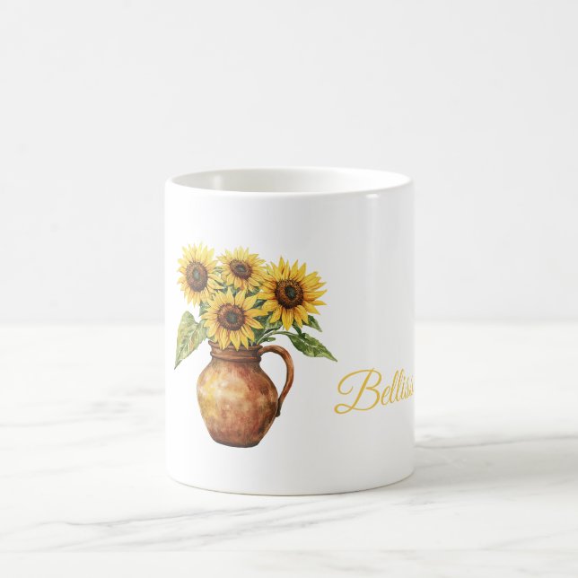 Bellissima (schöne) Sonnenblumen im Vasen Kaffeetasse (Mittel)