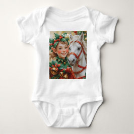 Bells Holly and Horse Christmas Elf Baby Strampler