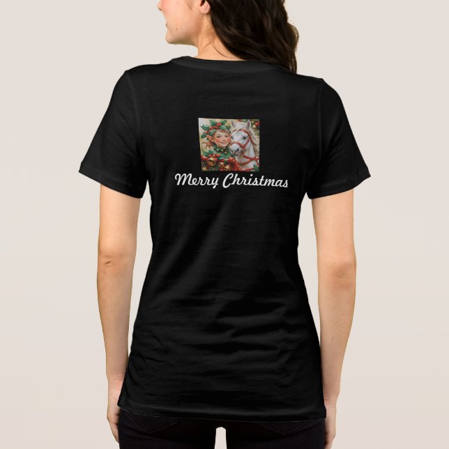 Bells Holly and Horse Christmas Elf Tri-Blend Shirt (Rückseite)