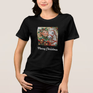 Bells Holly und Pferd Weihnachtself Tri-Blend Shirt