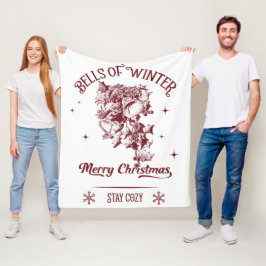 Bells of Winter Vintage Christmas Fleecedecke