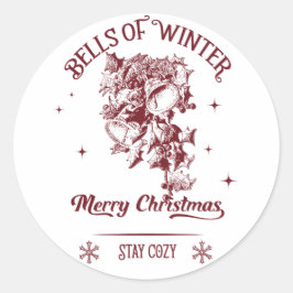 Bells of Winter Vintage Christmas Runder Aufkleber