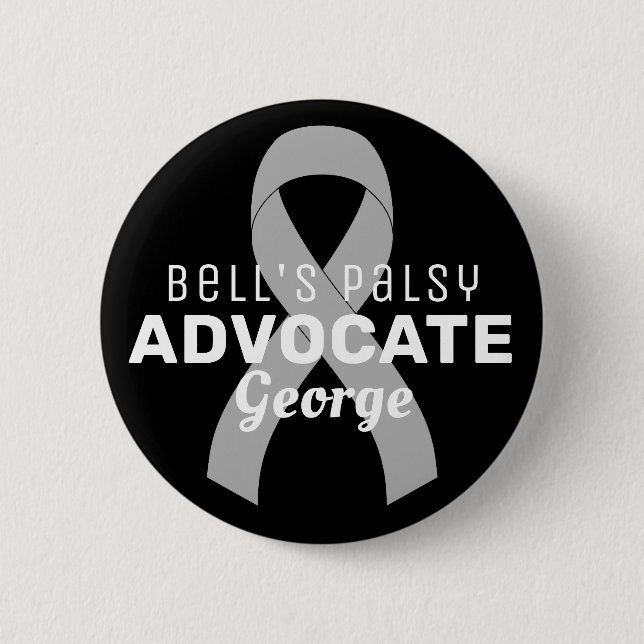 Bell's Palsy Advocate Ribbon Black Button (Vorderseite)