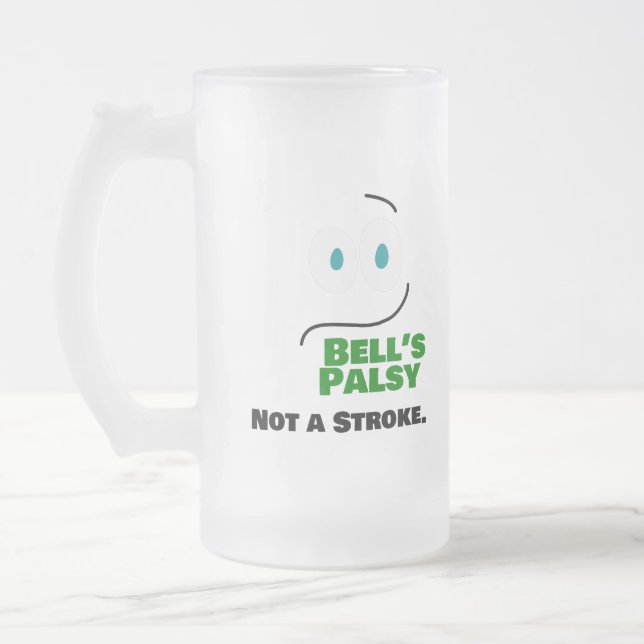 Bell's Palsy — kein Schlaganfall — Mattglas Bierglas (Links)