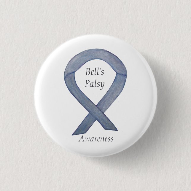 Bell's Palsy Silver Awareness Ribbon Art Button (Vorderseite)