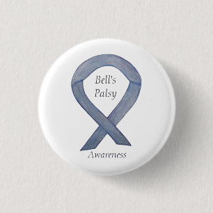 Bell's Palsy Silver Awareness Ribbon Art Button