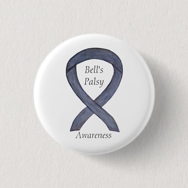 Bell's Palsy Silver Awareness Ribbon Custom Button (Vorderseite)