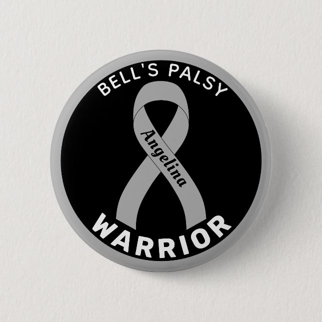 Bell's Palsy Warrior Ribbon Black Button (Vorderseite)