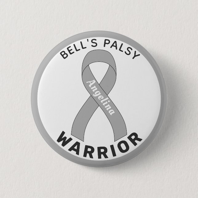 Bell's Palsy Warrior Ribbon weiße Taste Button (Vorderseite)