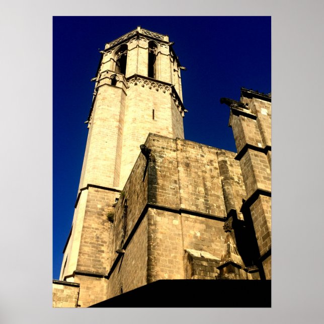 Belltower der Kathedrale von Barcelona Poster (Vorne)