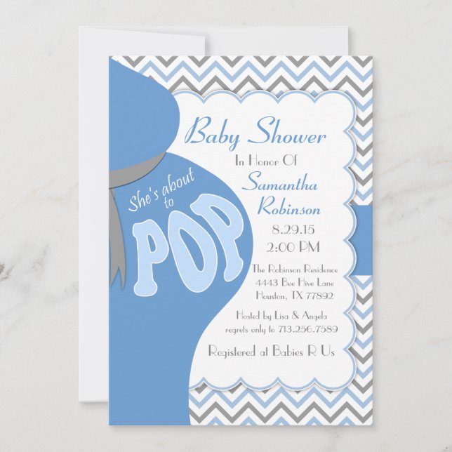 Belly Bump Sie ist im Begriff, POP Dusche Einladun Einladung (Vorderseite)