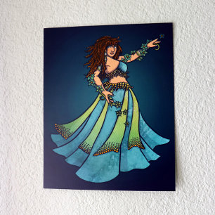 Belly Dancer Ruby Aquamarin Art Poster
