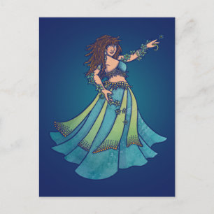 Belly Dancer Ruby Aquamarin Art Postkarte