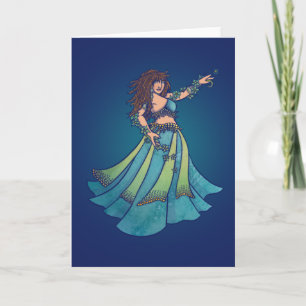 Belly Dancer Ruby Teal Art Karte