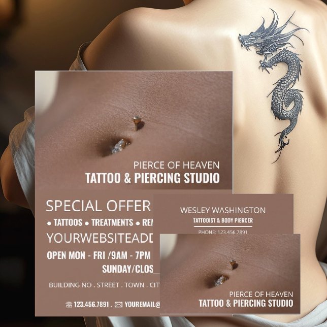 Belly Piercing, Tattoo & Body Piercing Studio Flyer (Von Creator hochgeladen)