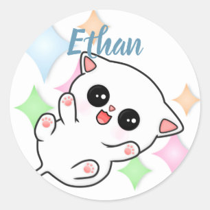 Belly Rub Time Kitten Runder Aufkleber