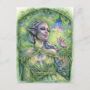 Bellz Postcard Fee Elf Green Forest Blume Fantasy Postkarte