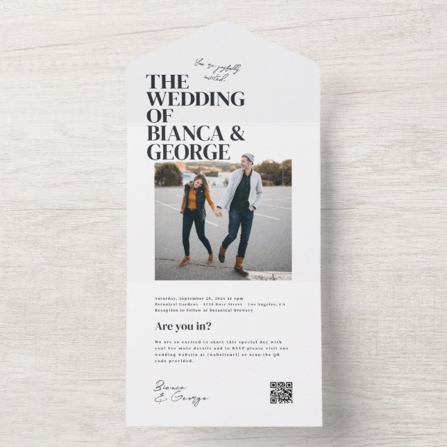 Belmont Foto Wedding All In One Einladung (Innen Boden)