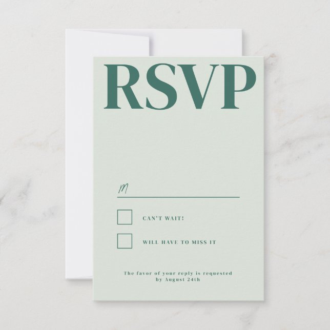 Belmont Typografy Wedding RSVP Karte (Vorderseite)