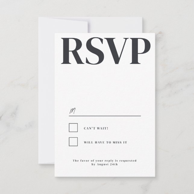 Belmont Typografy Wedding RSVP Karte (Vorderseite)