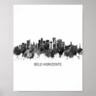 Belo Horizonte Brazil Skyline BW Poster