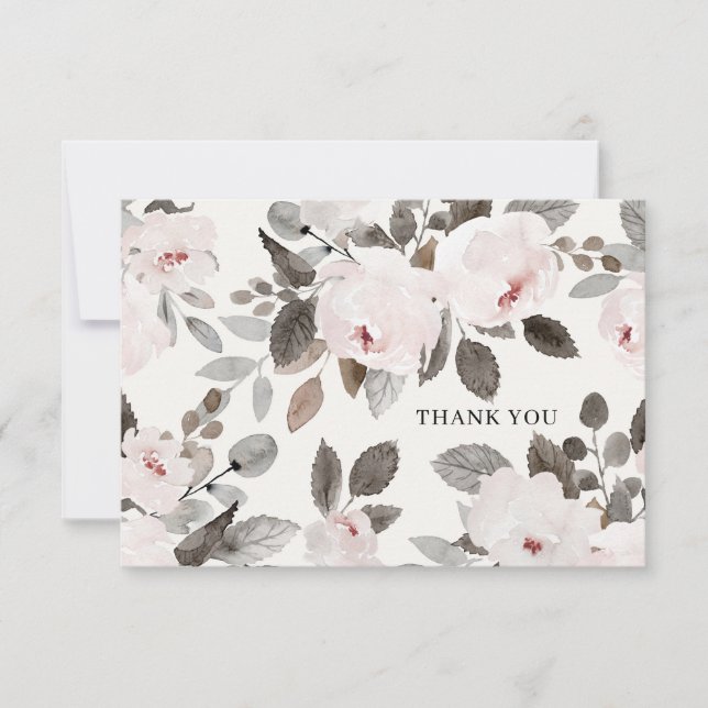 Belogene rosa Rosen Danke-Karte Dankeskarte (Vorderseite)