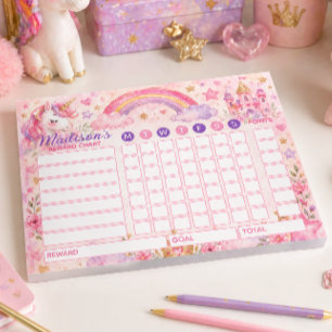 Belohnungstabelle Einhorn Personalisierte Tabelle Notizblock
