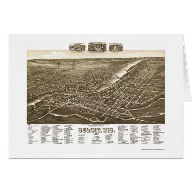 Beloit, panoramische Karte WI - 1890 (Vorderseite (Horizontal))