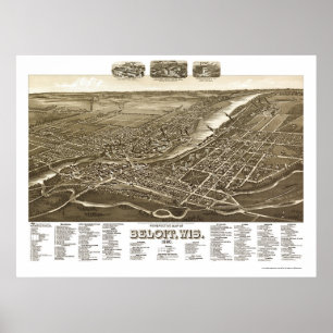 Beloit, panoramische Karte WI - 1890 Poster