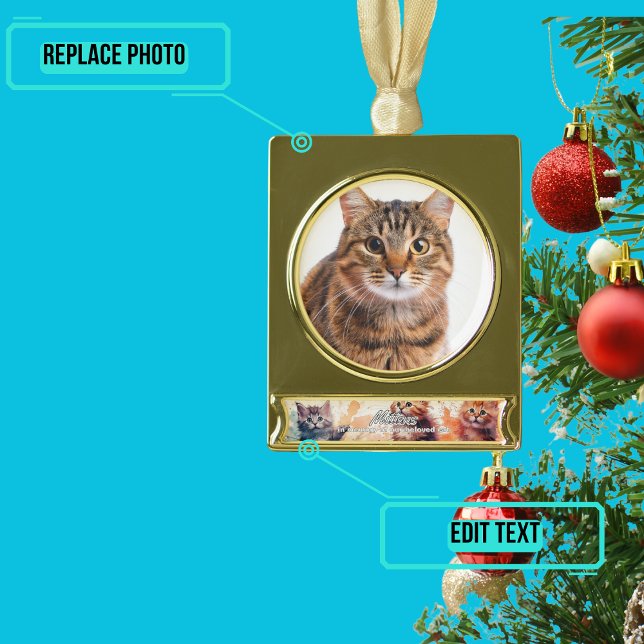 Beloved Cat Holiday Banner-Ornament Gold (Please enjoy our design and see the others in the collection.)