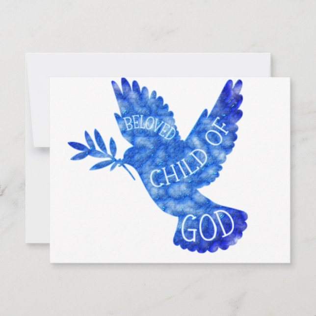 Beloved Child of God Dove Baby Design Mitteilungskarte (Vorderseite)