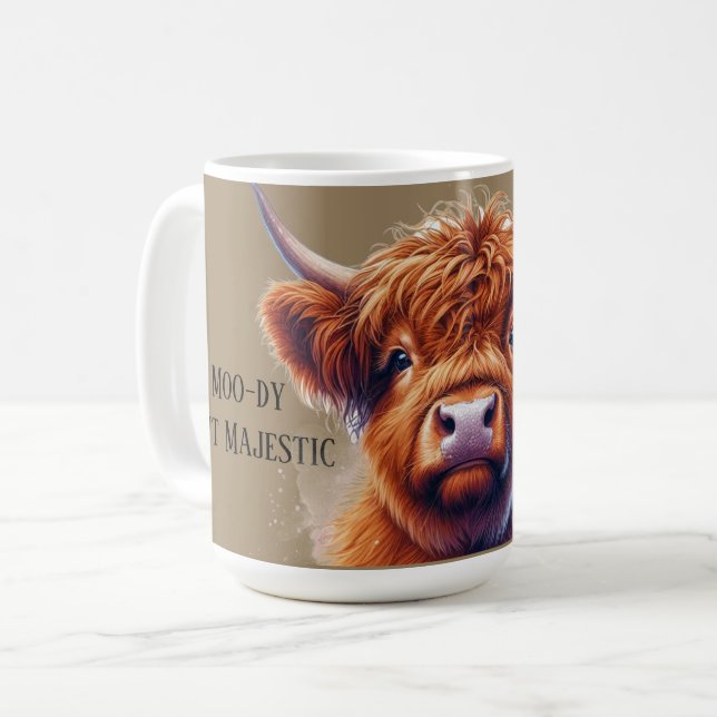 Beloved Highland Cow Moody Majestic Kaffeetasse (Vorderseite Links)