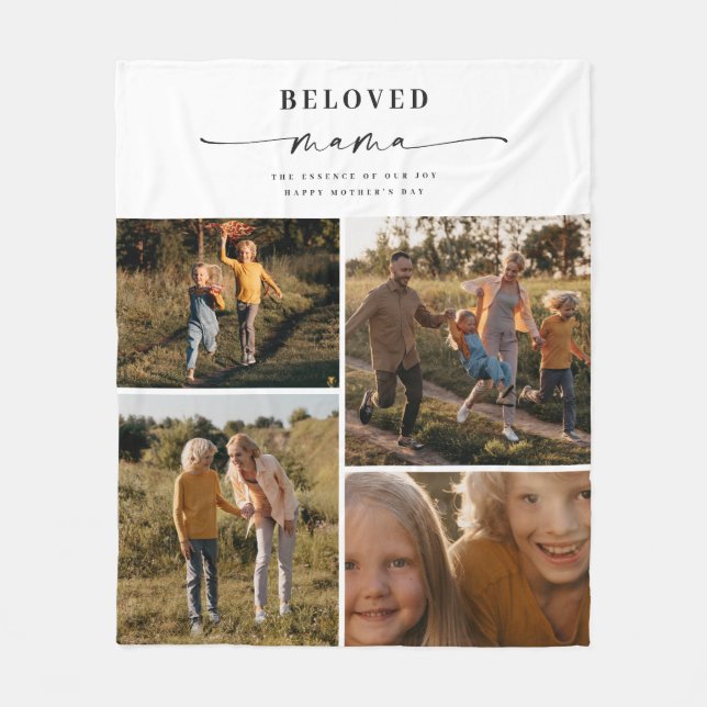 Beloved Mama Mama Happy Mother Day Foto Collage Fleecedecke (Vorderseite)