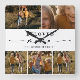 Beloved Mama Mama Happy Mother Day Foto Collage Quadratische Wanduhr