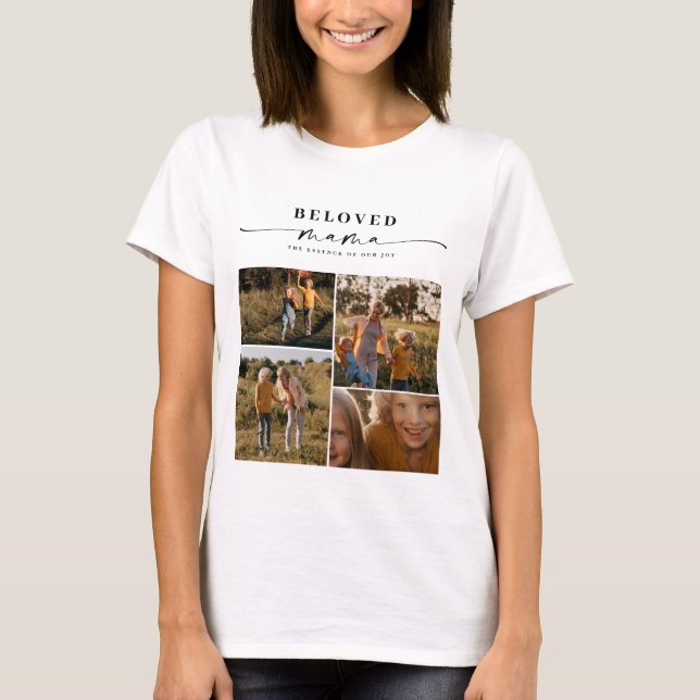 Beloved Mama Mama Happy Mother Day Foto Collage T-Shirt (Vorderseite)